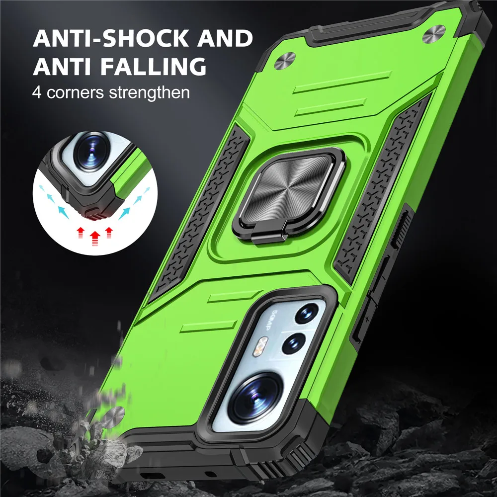 

For Xiaomi 12 Lite 12S Pro 12S Ultra 12X 11 T 11T Coque Capa For Xiaomi 12 Lite Case Armor Ring Hard PC Soft Frame Bracket Cover