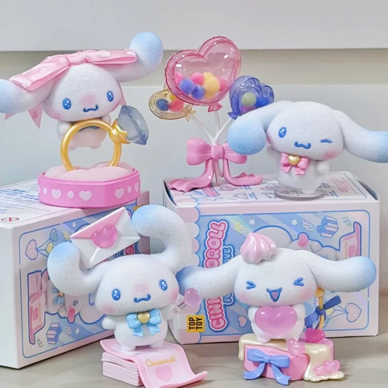 Фото Оригинальная коллекционная фигурка Cinnamoroll из серии «Наполнен любовью» в слепой коробке, кавайная флокированная статуэтка, украшение для рабочего стола, кавайный подарок-сюрприз, игрушка №2