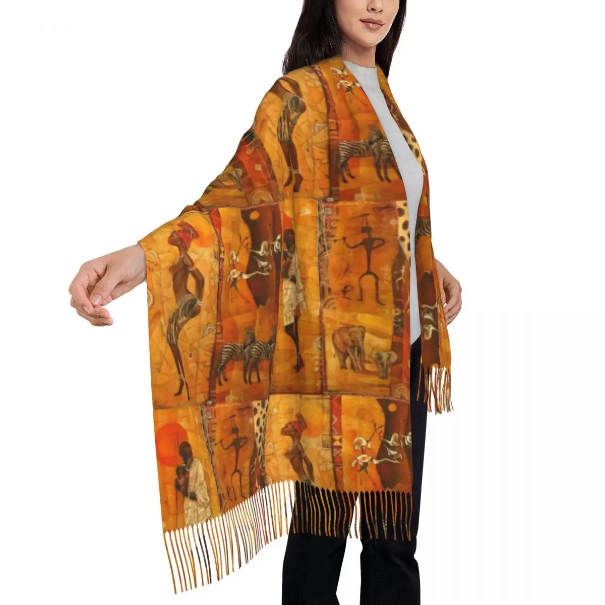 Индивидуальные стильные зимние теплые шали в Африканском этническом стиле с