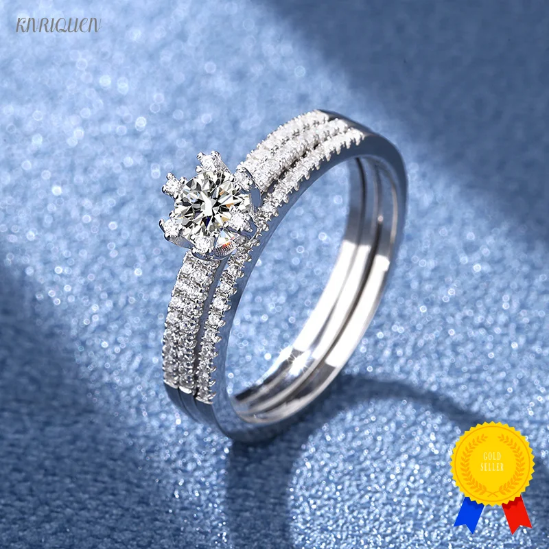 

Certified Two in One Changeable Sterling Silver S925 Moissanite Diamond Ring Set 1 Carat Moissanite One Two Wearing Fashion Smal