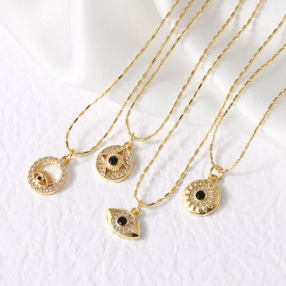 FLOLA маленькие синие ожерелья от сглаза для женщин медные позолоченные с