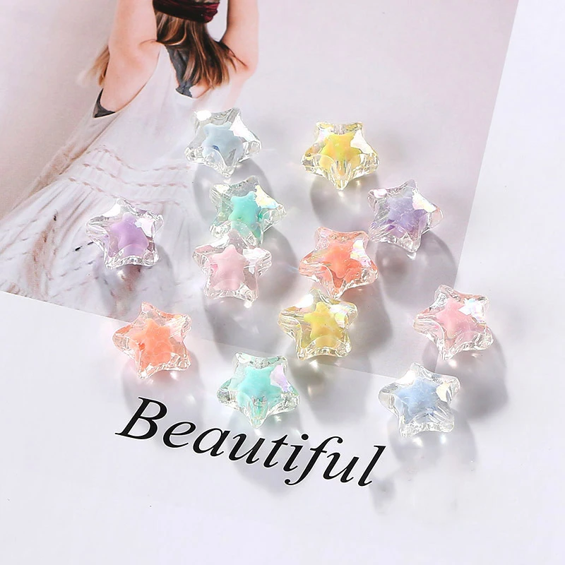 

50Pcs 15mm AB Color Star Shaped Acrylic Beads Loose Spacer Beads For Jewelry Making Accessories DIY Bracelets Necklace Keychain