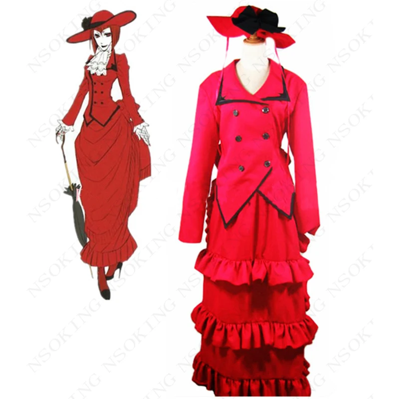 

Черный Батлер Angelina Dares Косплей Костюм мамы красного цвета Хэллоуин платье