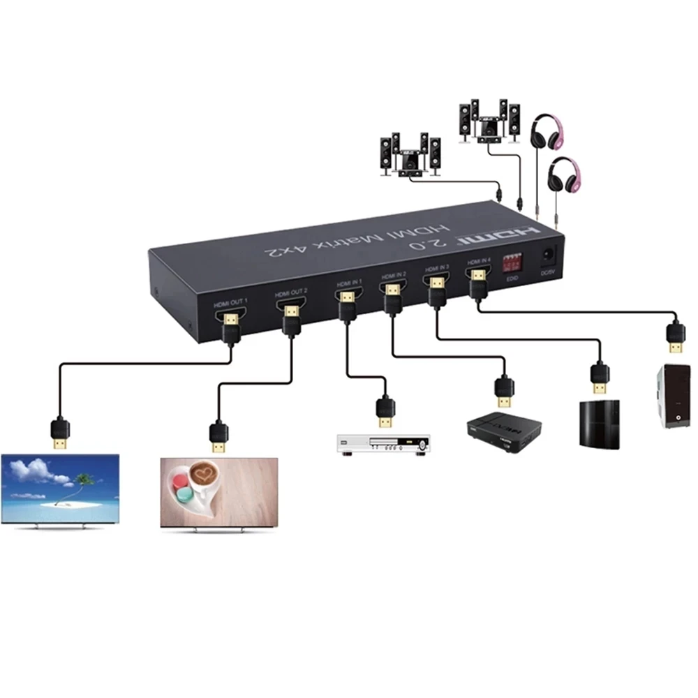 Матрица 4K HDMI матрица 4 х2 с аудио 2 переключатель матрицы В сплиттер 60 Гц HDCP |