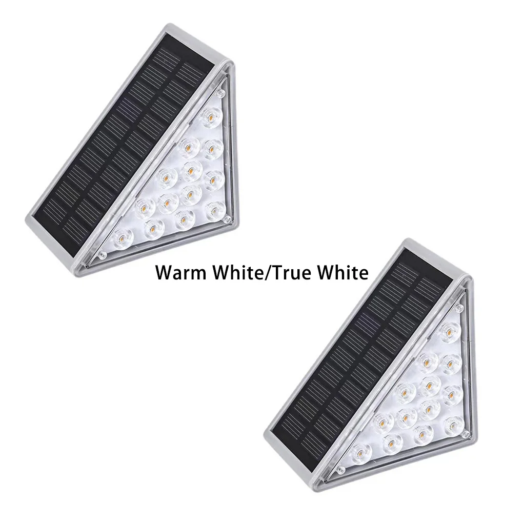 

2Pcs ABS PC Solar-powered Step Light Battery Powered 800mAh Light Operated Anti-rust Dustproof Lamp Warm White