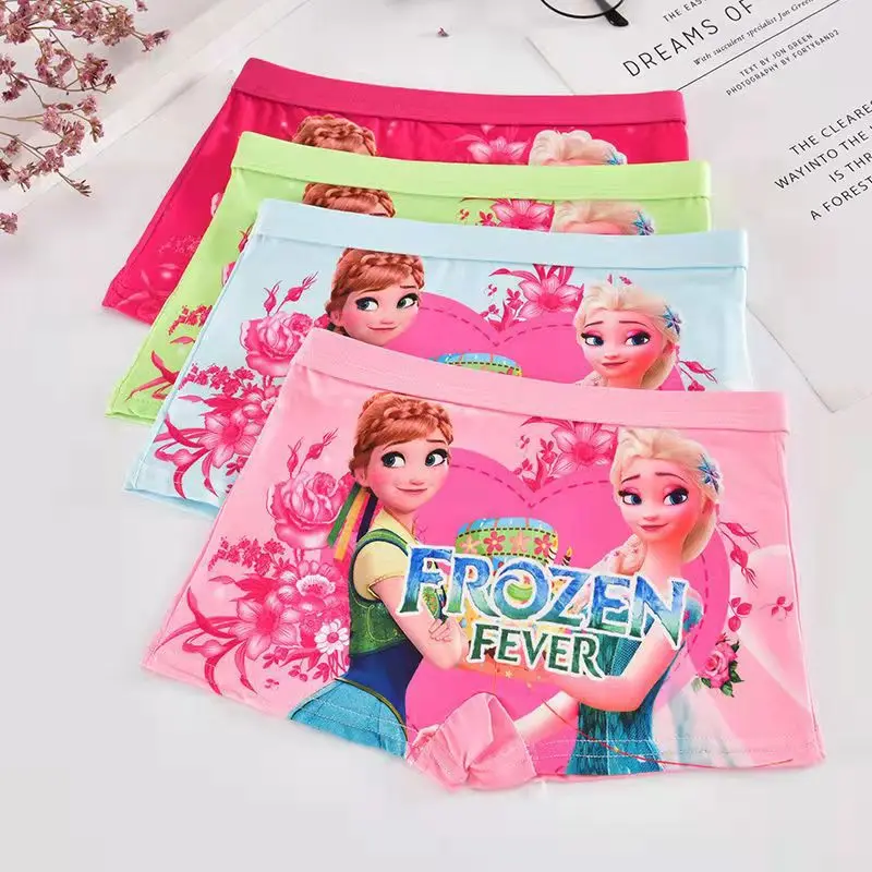 4 Pezzi Disney Anna Elsa Princess Girls Kids Mutandine Cartoon Cute Pink Teen Underwear Summer Modal Shorts Bambini Boxer Abbigliamento Per Bambini