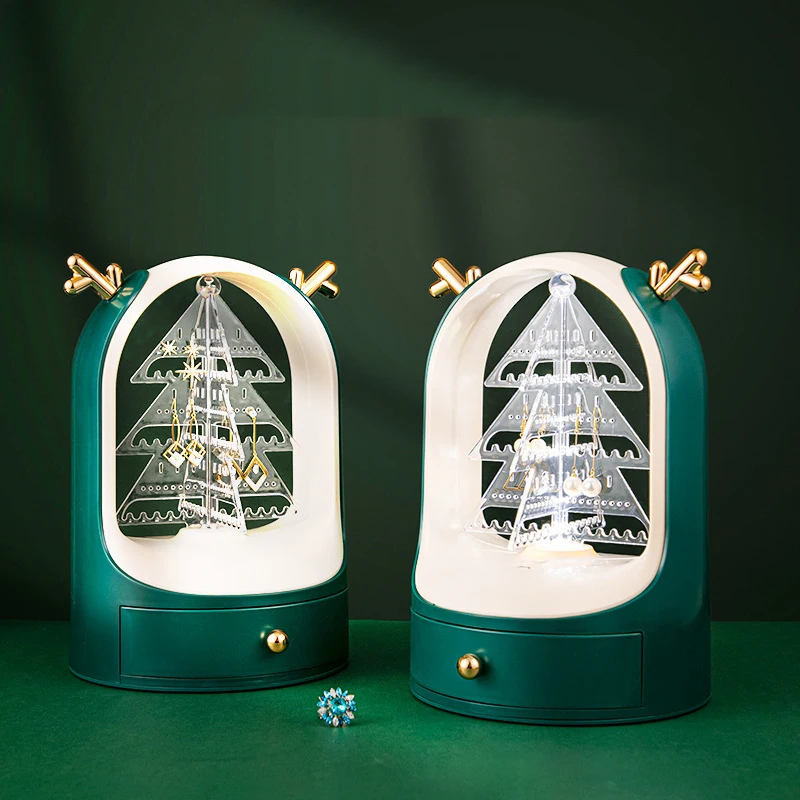 

Luxury Jewelry Storage Box Large Capacity 360 Rotating Big Christmas Tree Jewelry Storage Box Organizer for Girl Drawer Gift