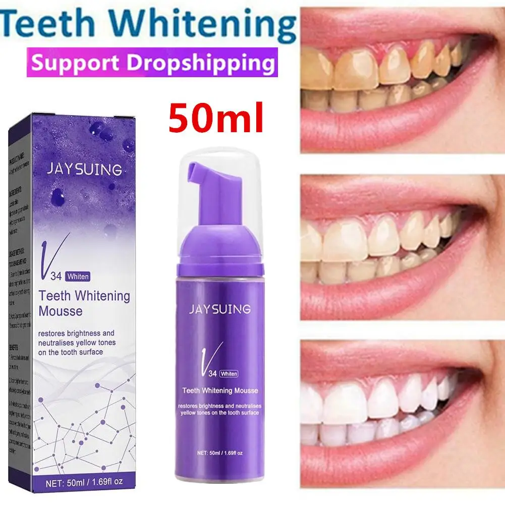 

Teeth Whitening Mousse V34 Colour Corrector Teeth Effectively Remove Yellow Plaque Smoke Stain Dental Cleaning Fresh Breath