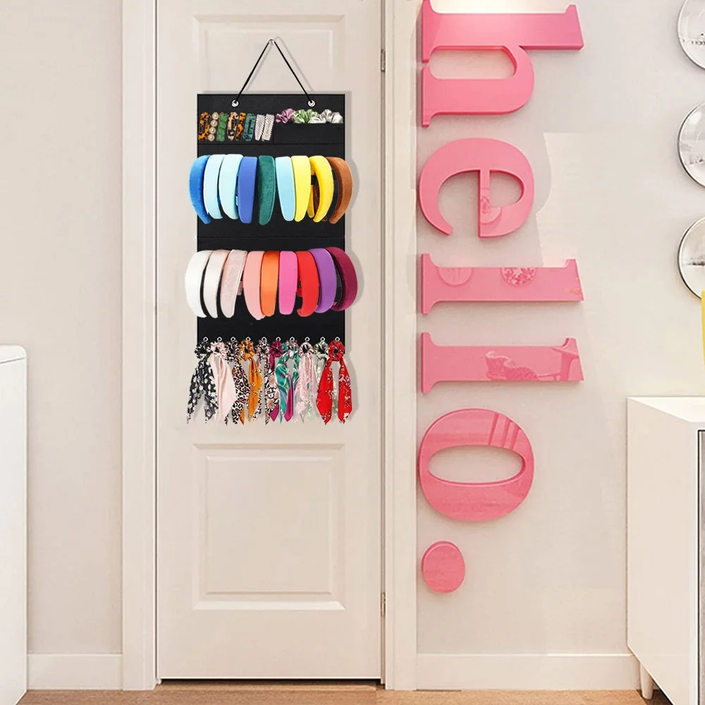 40 grids Hanging Wall Headband Holder For Women Felt Hairbands Organizer  Bow Storage Hairpins Hair Accessories Display Stand