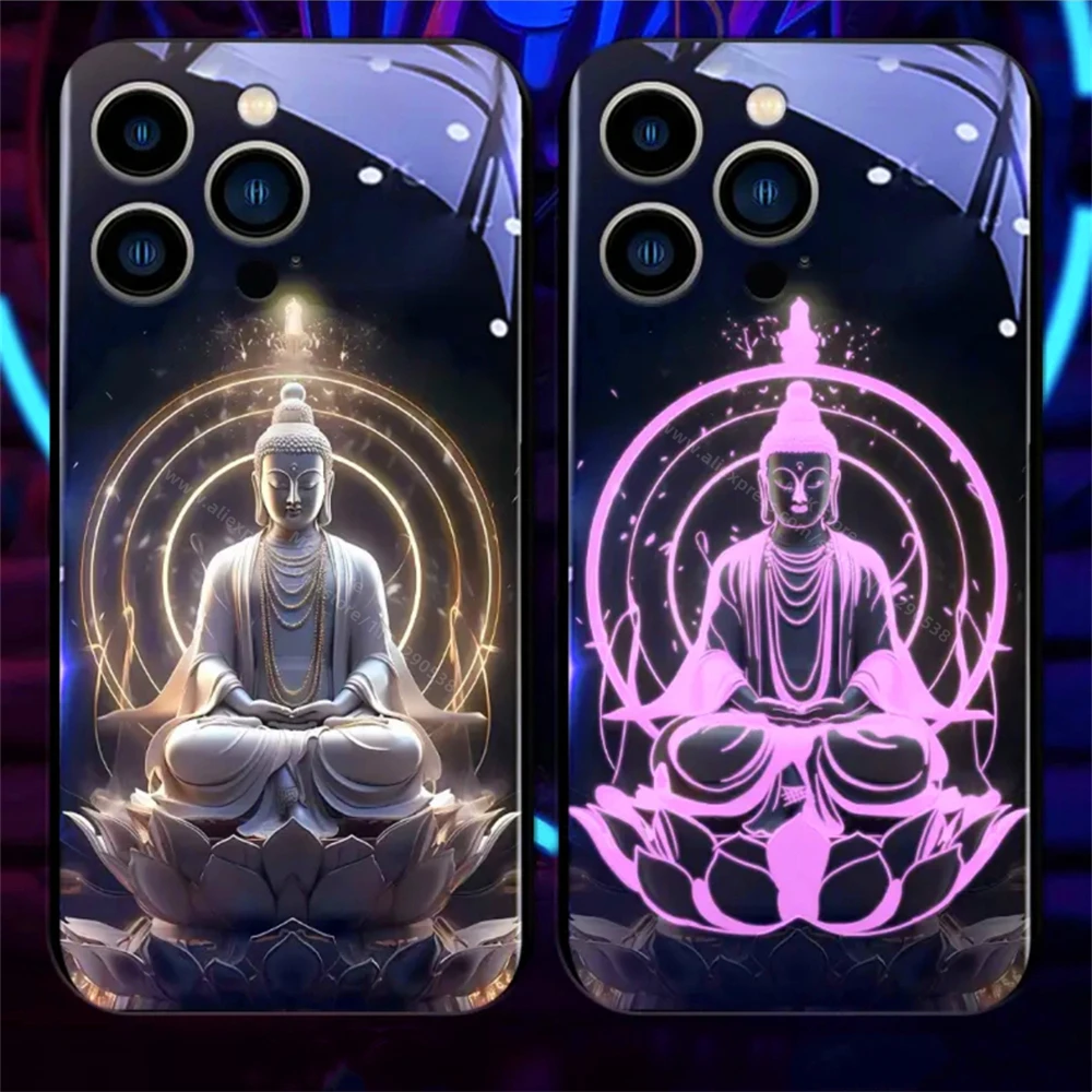 Фото Чехол для телефона из закаленного стекла Great Fortune Dragon Smart LED Light Glow для Samsung S25 S24 S23 S22 S21 S20 FE Note 10 20 Plus Ultra №5