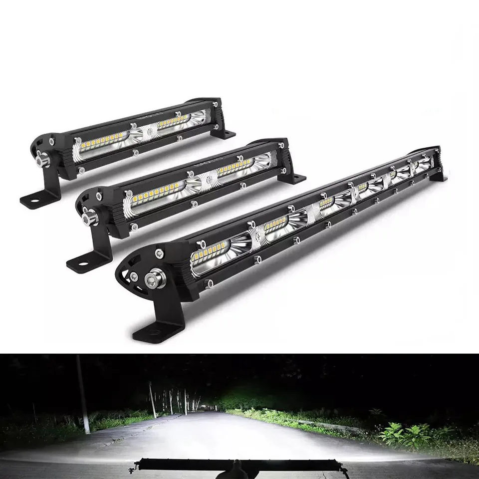 Ultra Slim 7" 13" 20" Led Light Bar 12V 24V Led Bar Combo Spot Flood Driving Work Light For Jeep Trucks Tractor Off Road 4x4