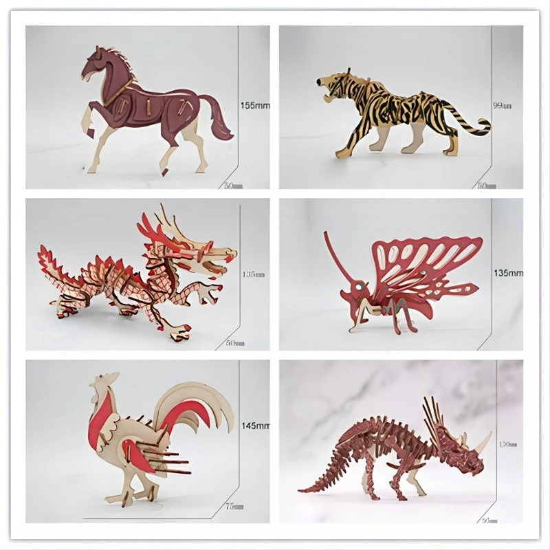 

Christmas Three-dimensional Jigsaw Puzzle Wooden Animal Tiger Horse Model Children Jigsaw Toy Boys And Girls home decor