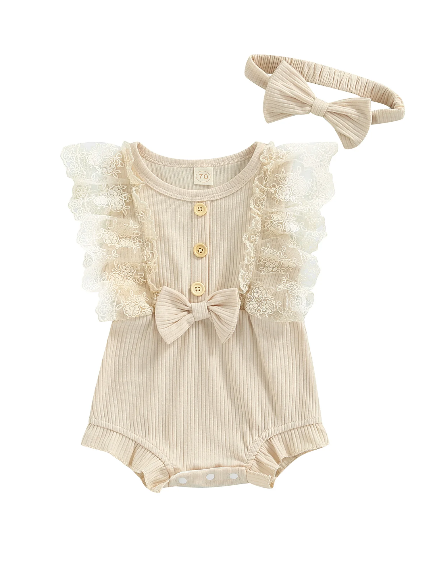 

Ребристые комбинезоны без рукавов для новорожденных девочек, летний женский боди с оборками и бантом на голову
