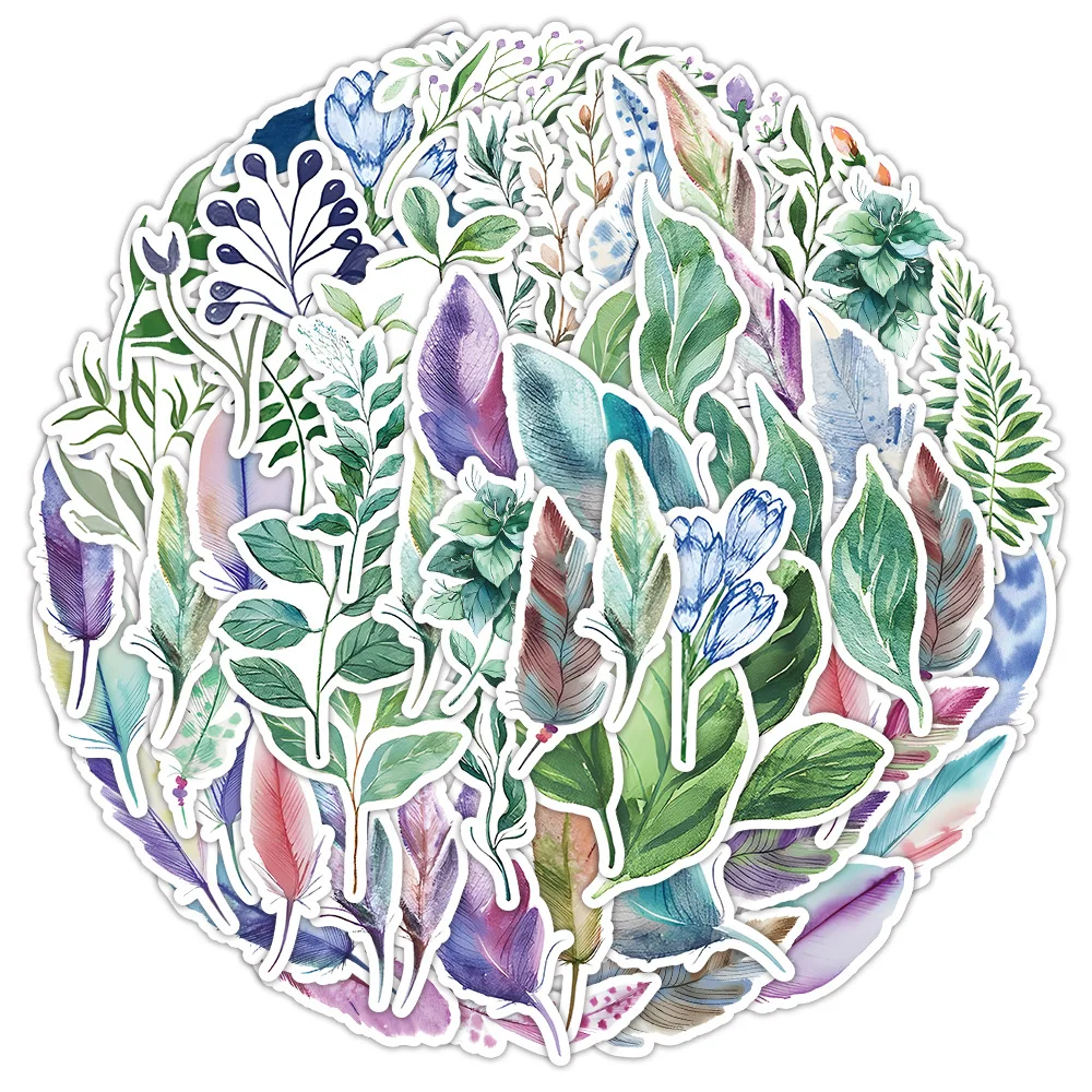 

62pcs Aesthetic Feather Leaf Stickers Sets for Diary, Album Notebook, Scrapbook, Phone Case, Envelop, Planners, Stationery