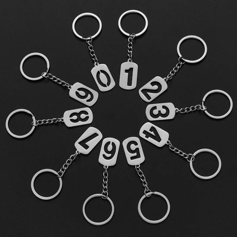 Креативный брелок для ключей с номером на удачу 0-9 серебристые брелоки из