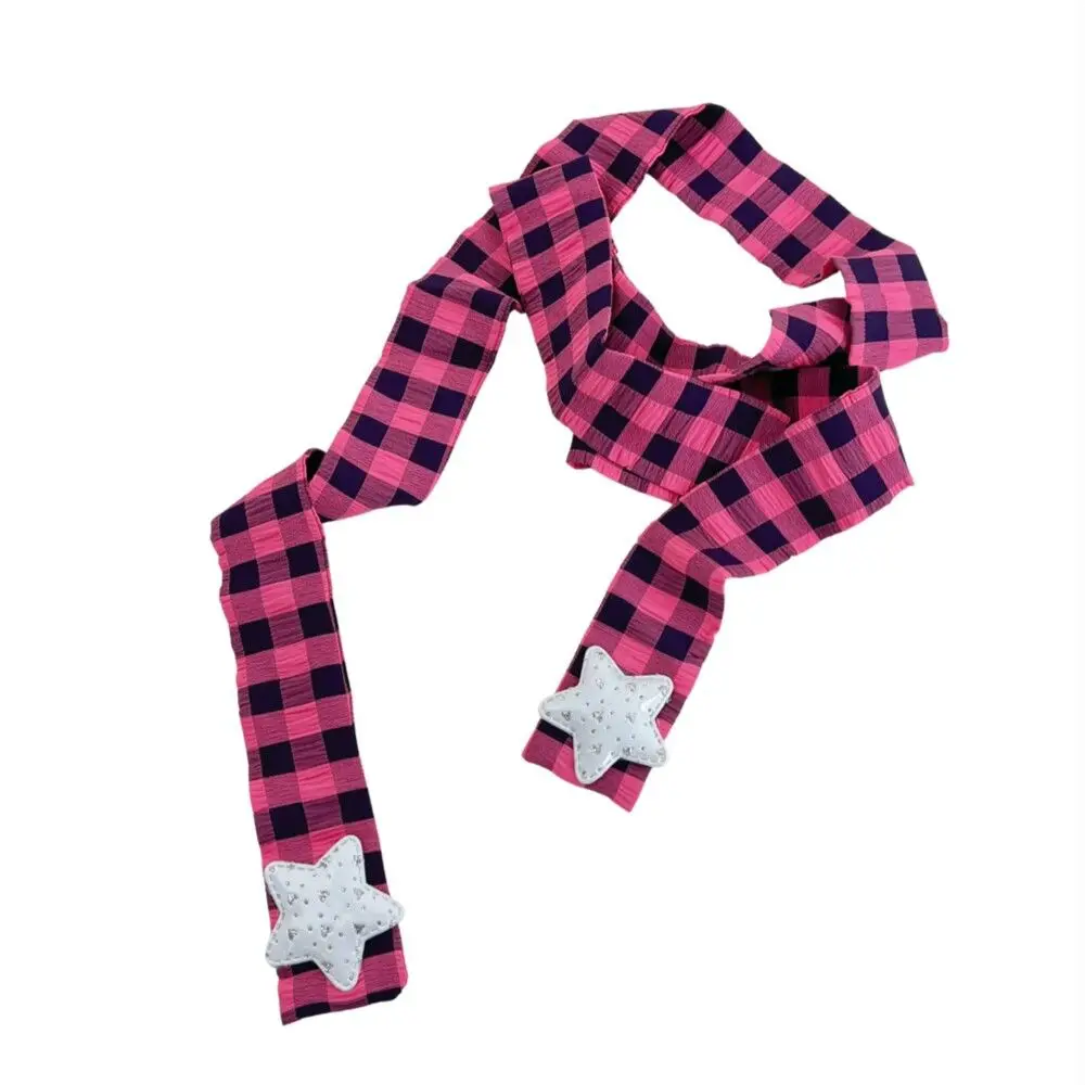 

Y2k эстетические длинные шарфы для девочек японский базовый клетчатый шарф Готический Женский вязаный шейный платок Harajuku милый шарф в стиле пэчворк со звездами