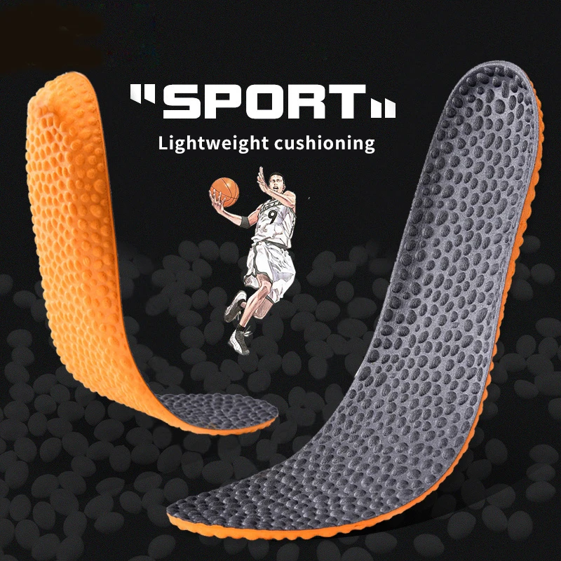 Popcorn Elastic Sports Insoles for Feet Memory Foam Deodorant Breathable Running Insoles for Men Women Orthotic Shoes Sole Pad