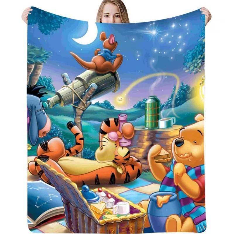 Одеяло с рисунком медведя Винни-Пуха теплое мягкое пушистое для детей и взрослых