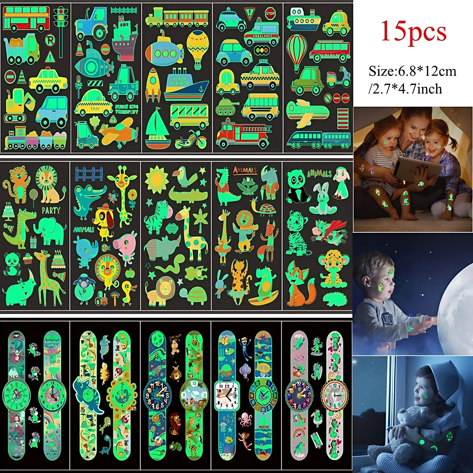 Светящийся временный клей для татуировок детей животное жираф крокодил ракета