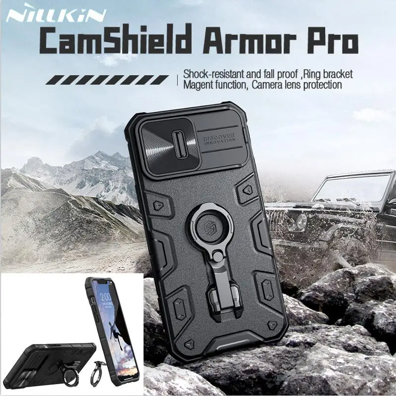 

Чехол NILLKIN Магнитный для iPhone 14 Pro Max, бронированный чехол для iPhone14, с кольцом-подставкой для скользящей камеры, для iPhone 14 Pro /14 Plus