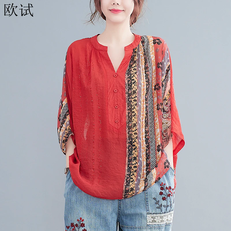 

Oversized Summer Cotton Linen Striped T-shirt Women Tees Tops Loose Casual Ladies T Shirt Femme Tshirt Camiseta Mujer 2022