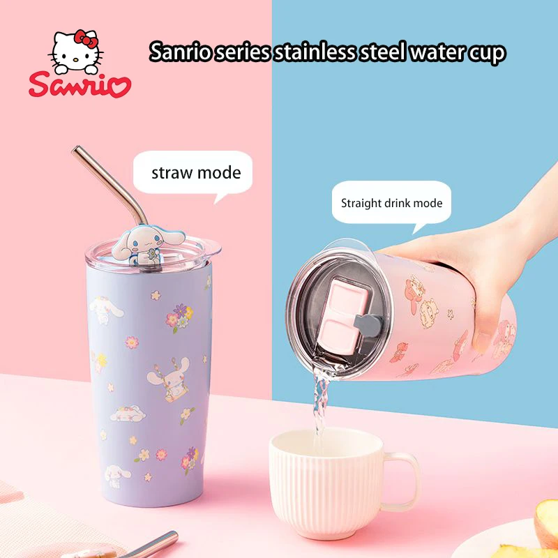 

Sanrio My Melody Cinnamoroll Stainless Steel Sippy Cup 580Ml Insulation Keep Cold High Capacity Simple Fashion Durable Girl Gift