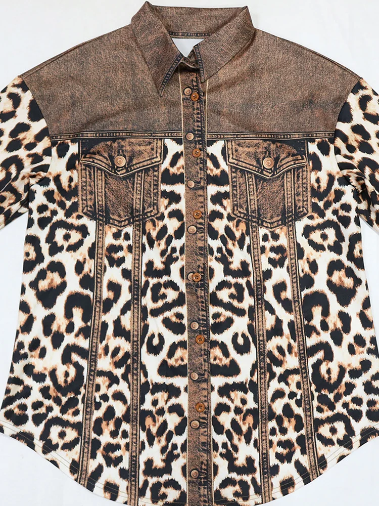 Beyprern комплект с юбкой леопардовым принтом и цепочкой женская рубашка длинным