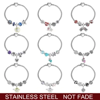 2022 new heart angel mermaid stars moon pendant original charm bracelet lady diy silver color accessories gifts
