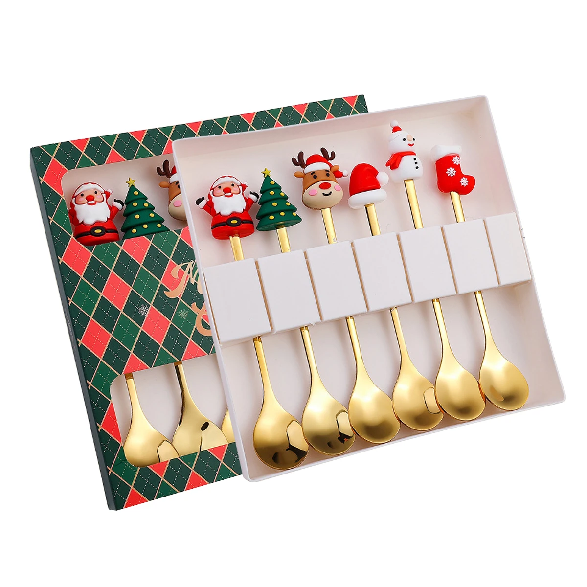 6 шт. золотой набор посуды для рождественской вечеринки с подарочной коробкой