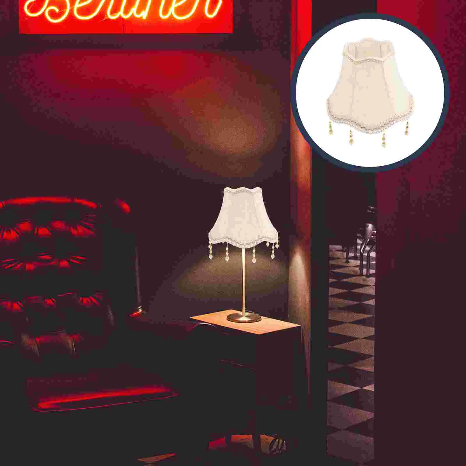 

Fabric Lamp Cover Fringe Lamp Shade Wall Lamp Shades European Beads Lampshade Replace Burlap Drum Shade