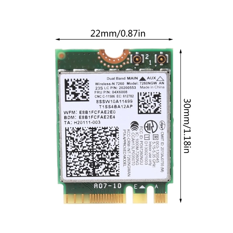 WIFI адаптер двухдиапазонный 2 для беспроводной сетевой карты 7260 7260NGW 04X6008 Mini PCI-E Wlan