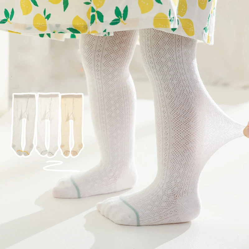 

Spring Summer Baby Girls Tights Solid Thin Infant Toddler Leggings Kids Breathable Mesh Pantyhose Children's Cotton Stockings