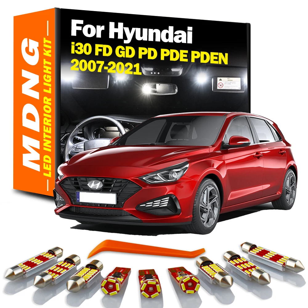 MDNG Canbus para Hyundai i30 FD GD PD PDE PDEN 2007-2021, Kit de luz Interior LED sin Error, lámpara de matrícula de mapa, accesorios para automóviles