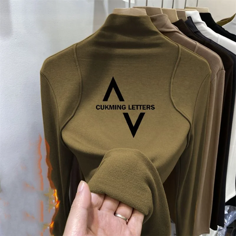 Футболки простые пуловеры с воротником средней высоты длинным рукавом