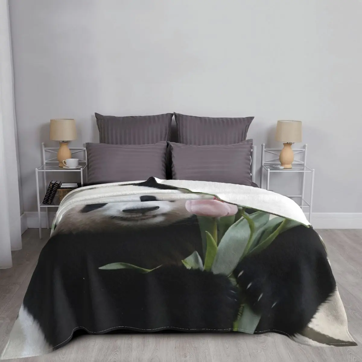 Одеяло Huahua Panda с милыми животными всесезонное моющееся в машине настраиваемое