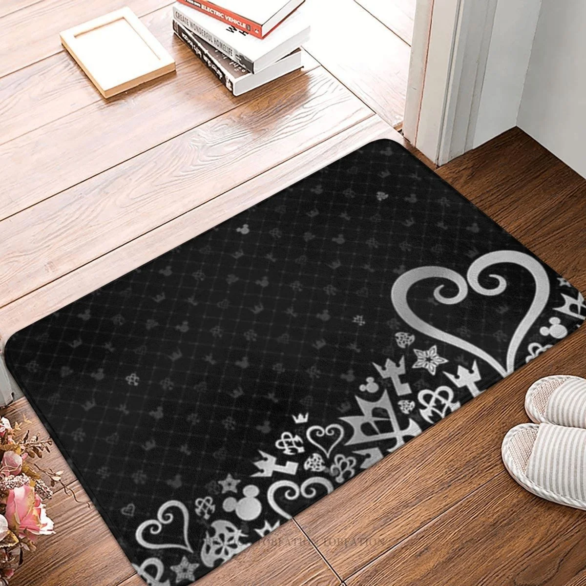 

Kingdom Hearts Non-slip Doormat Hearts Bath Bedroom Mat Welcome Carpet Home Pattern Decor