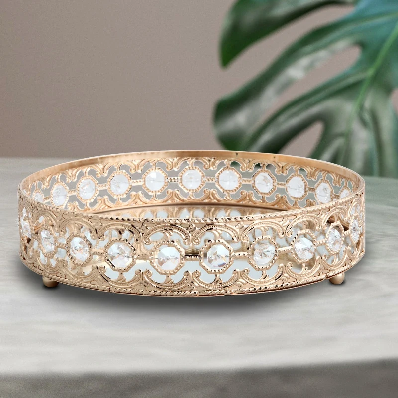 

Нордический винтажный стеклянный зеркальный поднос с отверстиями для демонстрации ювелирных изделий, десертов, фруктов, декоративная подс...