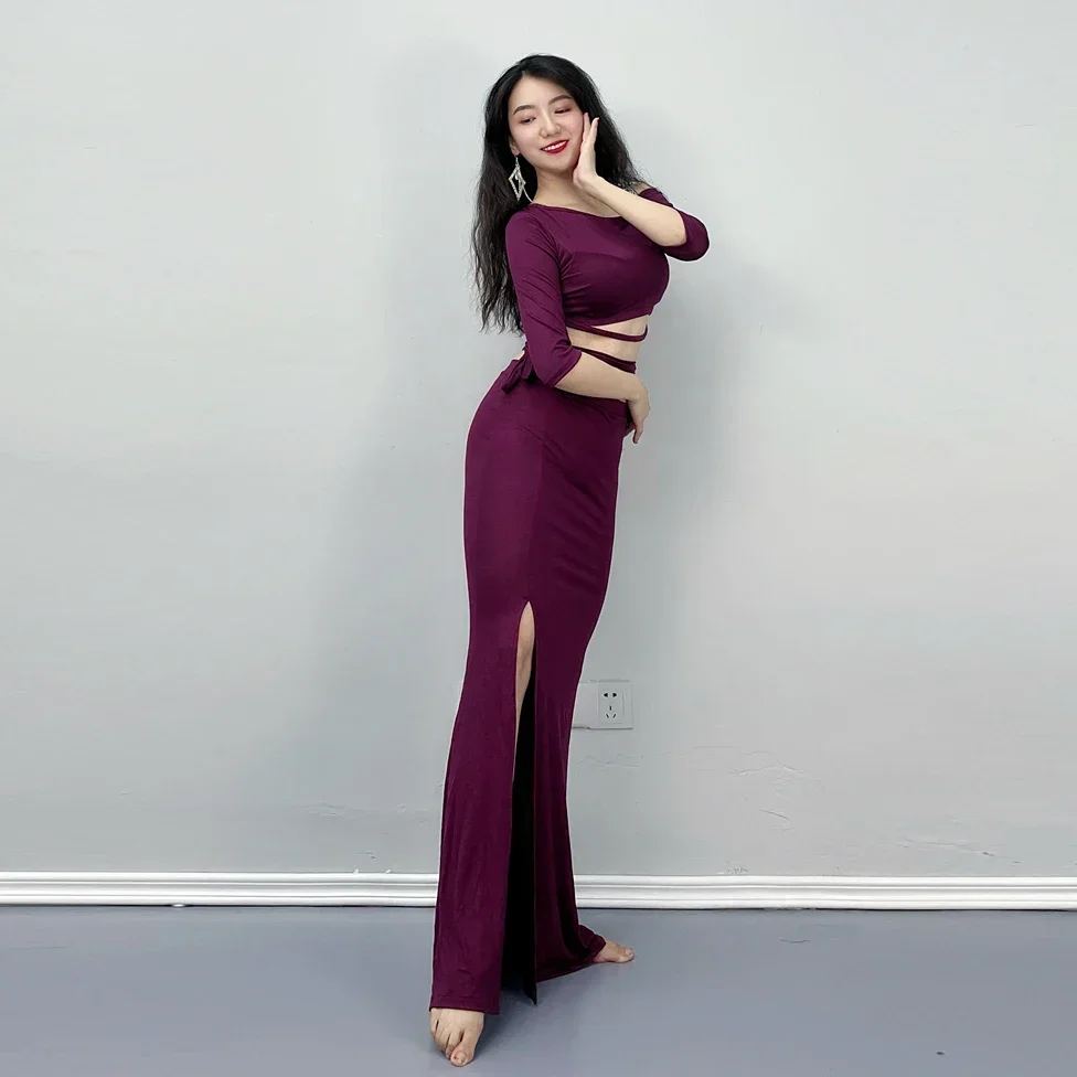 Женский костюм для танца живота профессиональный с топом и юбкой в восточном