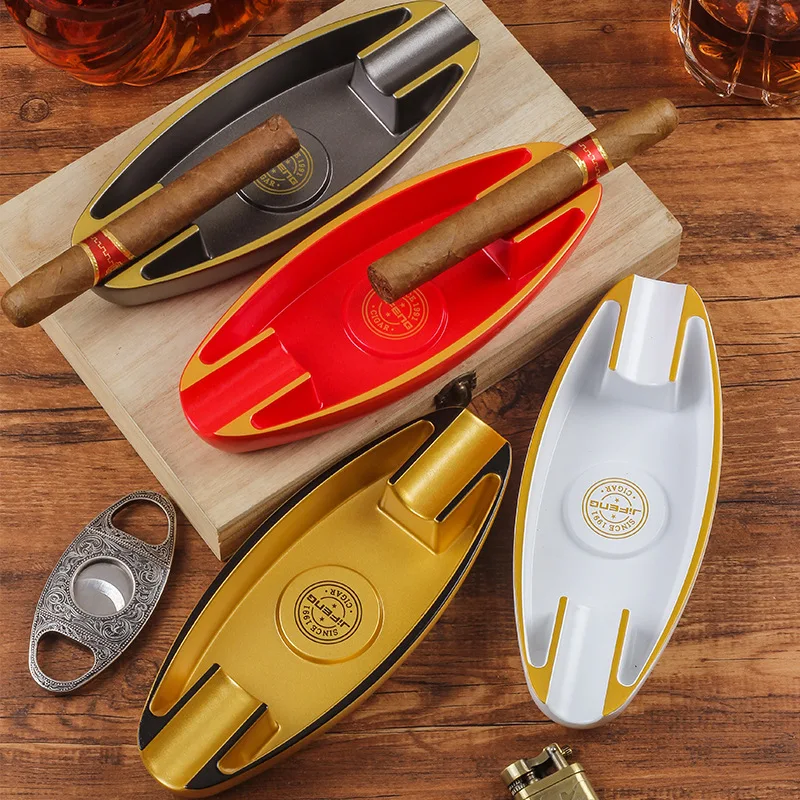 

2022 Brand New Cigar Ashtray 1/2 Slot Cigar Holder Gadgets Melamine Ash Slot Travel Tobacco Cigarette Ashtray for Cigar