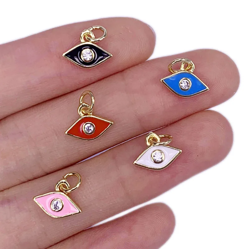 

Summer Hot Turkish Evil Eyes Enamel Pendant Neon Charm Zircon Jewelry Making Couple Bracelet Necklace Cute Accessories