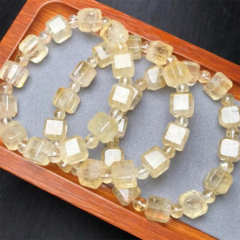 Природный азизтулин цитрин кубический браслет ювелирные изделия для женщин