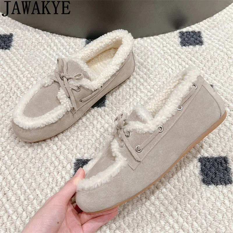 Зимняя Лидер продаж меховые лоферы на шнуровке женская обувь плоской подошве с