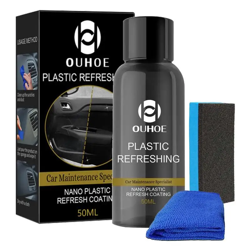 

Car Plastics Plating Refurbishing Agent 30ml/50 Ml Car Restorer Agent With Sponge Remove Stains And Restore Automotive Interior