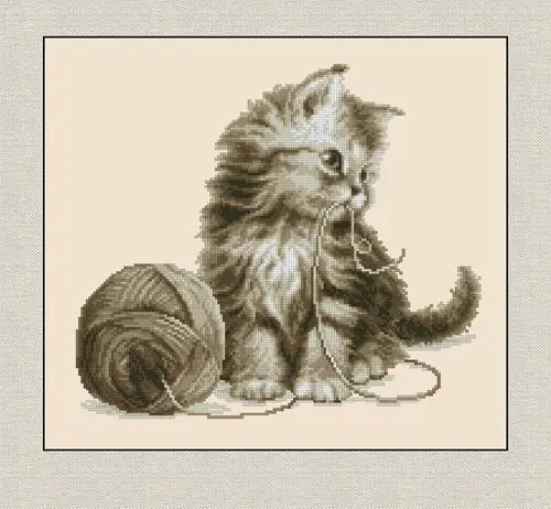 

Cats Playing with Wool 39-35 embroidery kits, cross stitch kits,cotton frabric DIY homefun embroidery Shop1