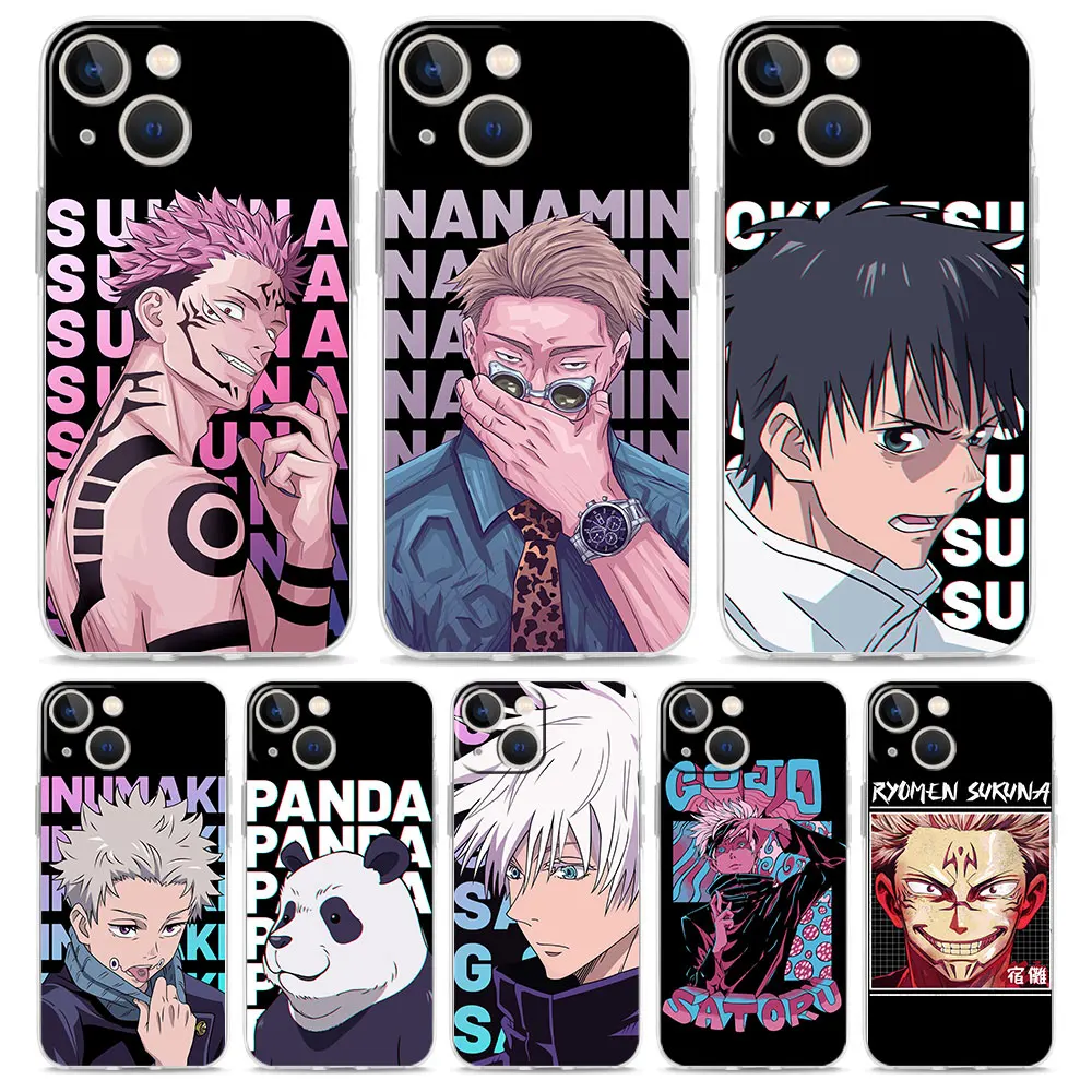

Dark Jujutsu Kaisen Gojo Satoru Luxury Clear Soft Phone Case For iPhone 14 13 12 11 Pro Max XS X XR SE 7 8 Plus Shockproof Cover