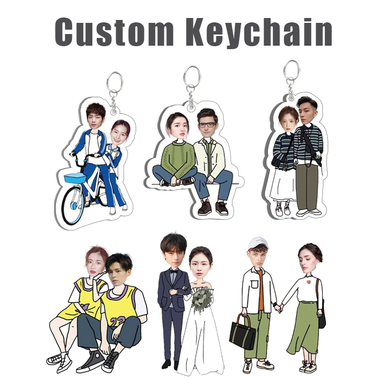 

Customized Acrylic Keychain Personalized Lover Photo Key Chain Boyfriend Girlfrined Cute Pendant Accessories Collect Gift