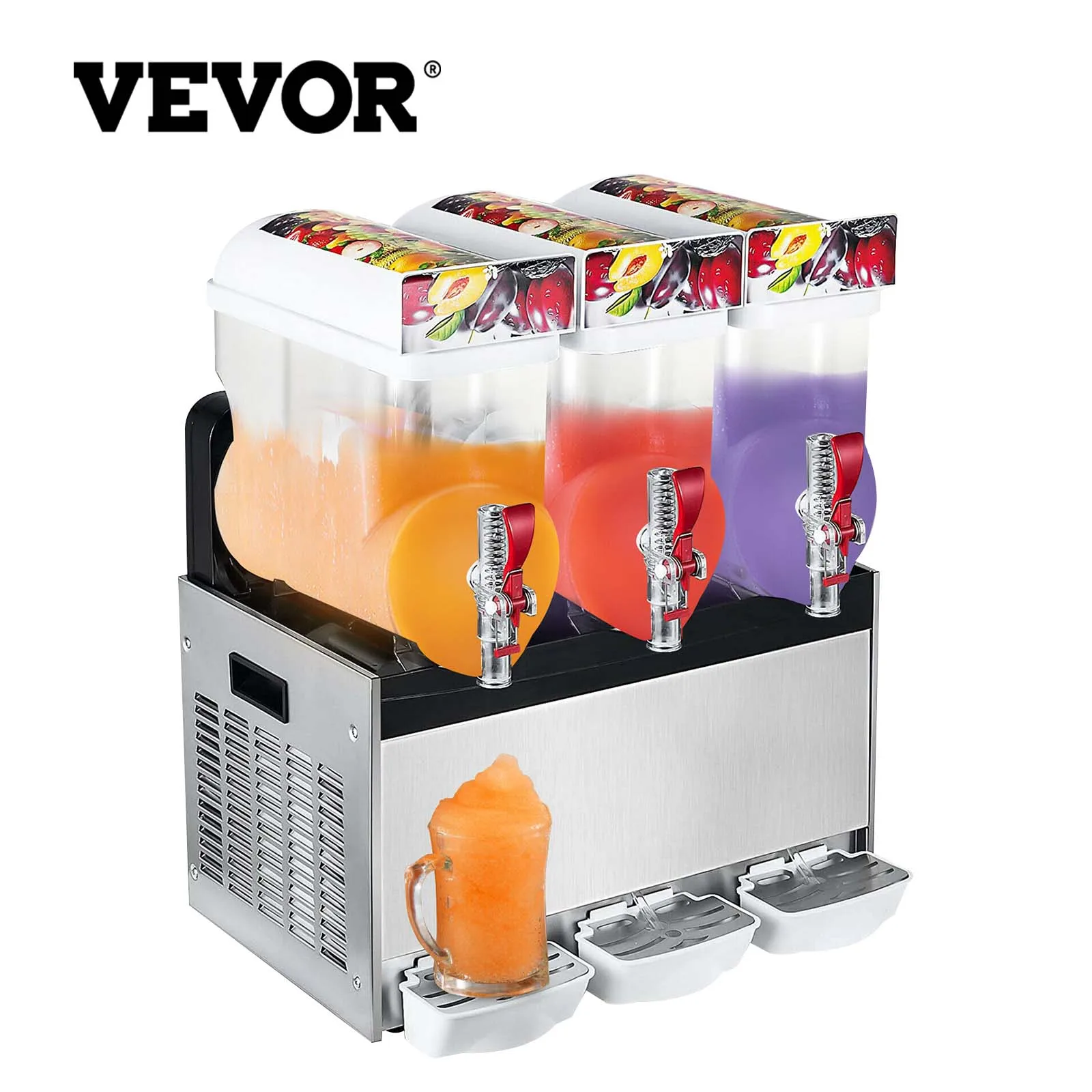 

VEVOR Commercial 3 tank 45L Slush Machine 15Lx3 Fast Freeze Low Noise Slushy Machine for Commercial and Home Use