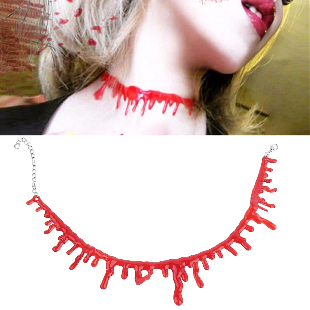 

Halloween Blood Necklace Women Chokers Necklaces Halloween Party DIY Decorations Horror Props Kids Toy Gift Haunted House