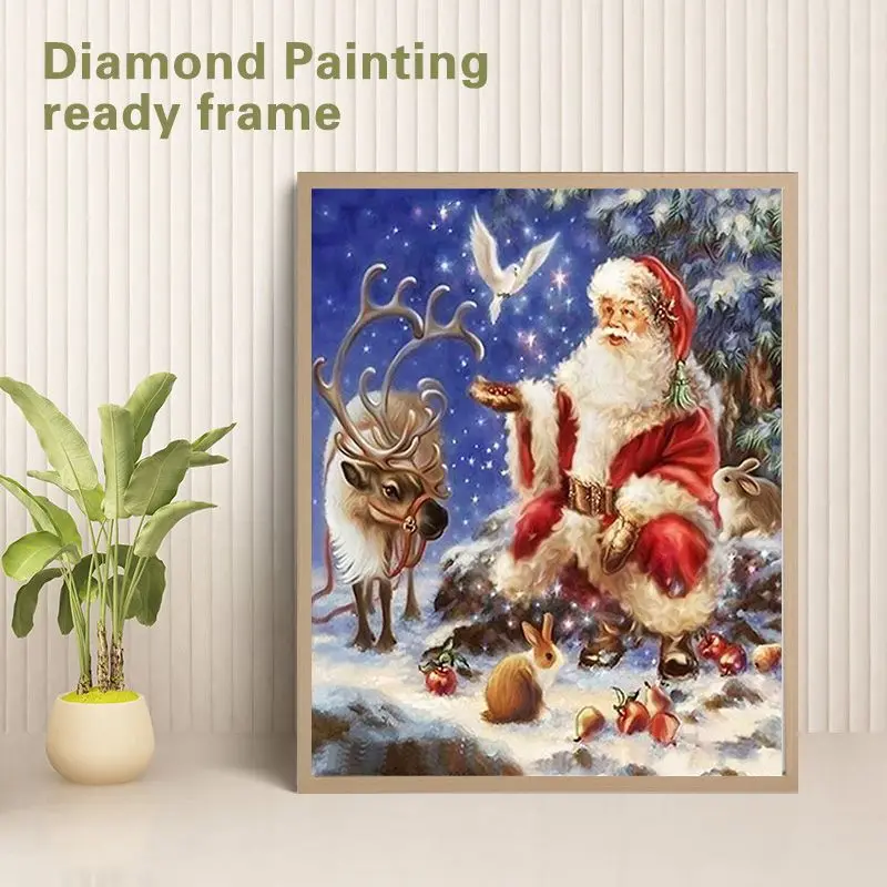 

GATYZTORY 5D DIY Diamond Painting With Frame Santa Claus Diamond Mosaic Embroidery Cartoon Rhinestone Pictures Christmas Decorat