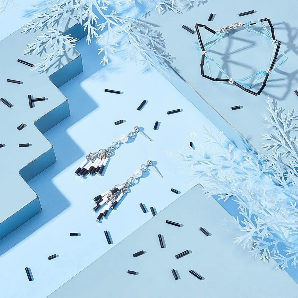 Стеклянные бусины 4 размера 1980 шт. Непрозрачные матовые черные подвески